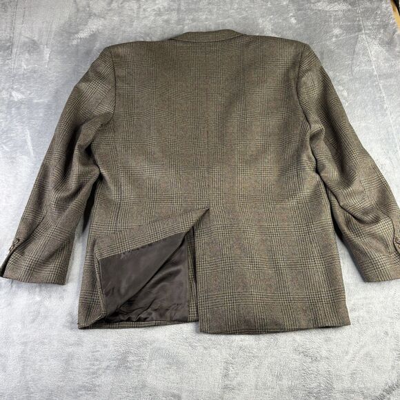 Tailors Row by Deansgate Blazer Mens 42R Plaid Silk Wool Two Button Sport Coat - Picture 9 of 10